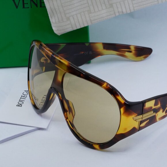 Bottega Veneta BV1345S 002 Shield Sunglasses - Havana/Brown - Picture 11 of 12